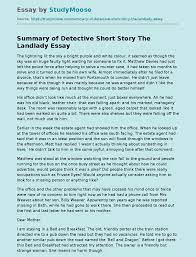 Summary of Detective Short Story The Landlady Free Essay Example