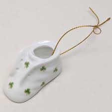 Shamrock Ceramic Baby Shoe Ornament Christmas Tree