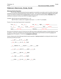 Types of chemical reactions or processes. Balancing Chemical Equations Practice Worksheet Doc