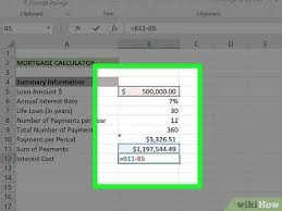 Mortgage Calculator Image Titled Create A Mortgage Calculator With Micro Mortgage Amortization Calculator Mortgage Payment Calculator Mortgage Calculator Tools