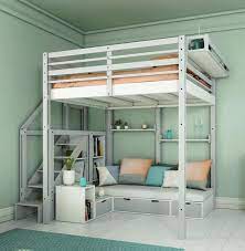 hochbett pino mit schreibplatte und sesselbett kiefer massiv weiss lit mezzanine enfant lit mezzanine ado lit mezzanine