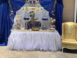 Tulle Tutu 17ft Table Skirt White Royal Prince Baby Shower Prince Baby Shower Royalty Baby Shower