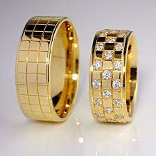 Engagement Full Stone Ring Mens Gold Rings Gold Ring Designs Couple Wedding Rings