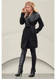 Faux Leather Wrap Coat Faux Leather Leggings Venus Clothing Coats For Women Fashion