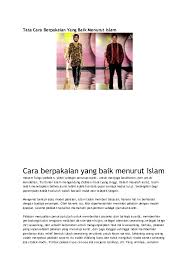 Dalam al quran, allah ta'ala memerintahkan semua umat islam untuk mengulurkan jilbab dan menutupi seluruh. Doc Tata Cara Berpakaian Yang Baik Menurut Islam Eka Widiastutik Academia Edu
