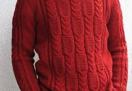 Kirmizi El Orgusu Erkek Kazak Modeli Red Cable Knit Sweater Knit Sweater Outfit Red Crew Neck Sweater
