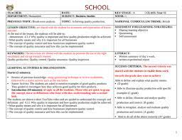 Kazakhstan, grade 11, express publish, 2020. Lesson Plan For Business Studies On Achieving Quality Production Teaching Resources