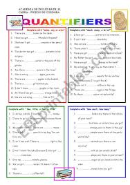 Types of quantifiers in english. Quantifiers Esl Worksheet By Ana M