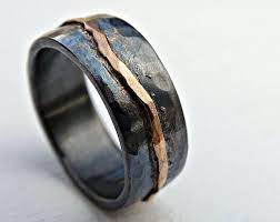 Forged Wedding Band For Men Viking Wedding Ring Forged Mens Etsy In 2021 Viking Wedding Ring Cool Rings For Men Hammered Gold Wedding Band