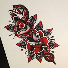 Traditional Tattoo Snake Rose Dagger Traditional Snake Tattoo Snake And Dagger Tattoo Traditional Dagger Tattoo