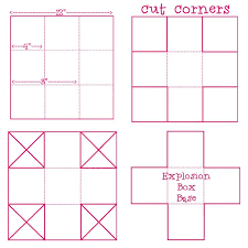 Explosion boxes are a folded box that opens as you remove the lid, revealing pages of personalized photos, sayings and decorative trinkets. Http Iputabirdonit Blogspot Com 2014 02 Diy Explosion Box Guest Post By Becky Html Exploding Box Card Diy Exploding Box Exploding Box Template