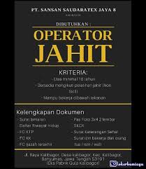12 wonosari, semarang atau email : Lowongan Kerja Tukang Jahit Mei 2021