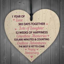 Finding the right one year anniversary gifts for her tells her that you're committed to this relationship. 1st Wedding Anniversary Gift Wood Heart First Wedding Anniversary Gift For Wife 5060585000364 Ebay