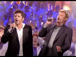 Johnny Hallyday Patrick Fiori Vivre Pour Le Meilleur 500 Choristes 07 01 2006 Johnny Hallyday Video Chanson Musique 2017