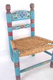 Vintage Kids Folk Art Chair Painted Rush Seat By Lizzietishvintage Art Chair Painted Kids Chairs Mexican Chairs