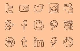 These are ten social media icons on paper with wooden background. 54 Beautiful Free Social Media Icon Sets For Your Website