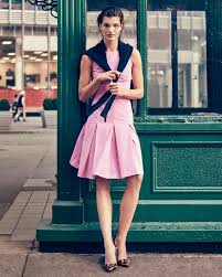 Hem falls below the knee. Sleeveless Pleated A Line Dress In Two Way Stretch Wool A Line Dress Fashion Style