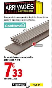 We did not find results for: Offre Lame De Terrasse Composite Gris Taupe Neva Goodhome Chez Brico Depot