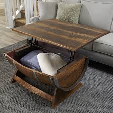 Aingoo small coffee table nesting tableround mid century vintage with metal frame side end table nightstand for living room balcony home and office brown Lift Top Reclaimed Wine Barrel Coffee Table