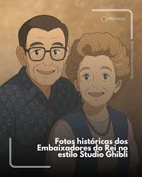 Entramos na Trend! Veja fotos históricas da organização @embaixadoresdorei  ilustradas no estilo Studio Ghibli. 1