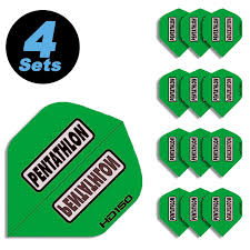 Habe mir direkt alle möglichen farben bestellt. Dartprofi At 4 Flight Sets 12 Stk Standard Polyester Pentathlon Grun Hd150 Super Strong
