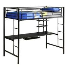 Upper bunk is equipped with secured metal slats that provide ample support. Walker Edison Premium Metal Twin Loft Bed With Wood Workstation Black Reviews Home Macy S Loft Bed Saracina Home Loft Bunk Beds
