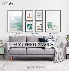 Framed Wall Art Set Of 6 California Coastal Beach Prints Etsy In 2020 Gallery Wall Living Room Frames On Wall Couch Decor