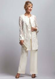 Roamans Plus Size 3 Piece Satin And Lace Pant Set 209 99 Mother Of The Bride Plus Size Bride Clothes Mother Of The Bride Suits