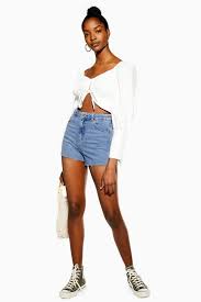 Best denim shorts for women 2020. Tall Premium Blue Denim Mom Shorts Topshop