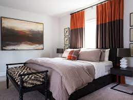 See these inspiring bedroom curtain ideas to take your own design scheme to the next level. Brown Contemporary Bedroom With Orange Curtains Hgtv