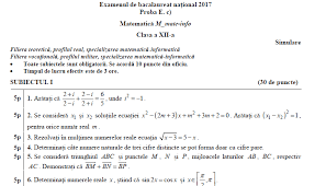 Check spelling or type a new query. Simulare Bac 16 Martie 2017 Matematica Subiecte Bareme Clasa A 12 A Mate Info Stiinte Tehnologic Pedagogic Jitaruionelblog Pregatire Bac Si Evaluarea Nationala 2021 La Matematica Si Alte Materii Materiale Lectii Formule