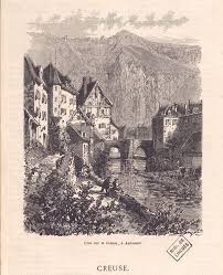 Pont Sur La Creuse A Aubusson Par Simon Et Moller Estampe Xixe Siecle Bfm Limoges Limousin Creuse Limoges