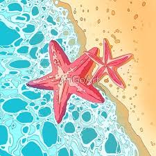 Red Sea Stars And The Ocean A Beautiful Aesthetic Design With Two Beautiful Red Sea Stars Laying On The Beach A Great Design For T Red Sea Sea Star Sea Theme