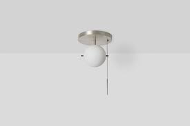 This simplifies the wiring, but it also means that you can't turn off the wall switch when it's time to replace the fixture. Workstead Signal Flushmount In Nickel With Glass Globe And Pull Chain For Sale At 1stdibs