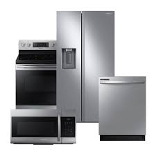 4 piece kitchen appliances package with bottom freezer refrigerator, electric range, dishwasher and over the range microwave in dacor modernist, black stainless steel appliances, black friday deals, cyber monday deals. Kitchen Appliance Packages The Home Depot