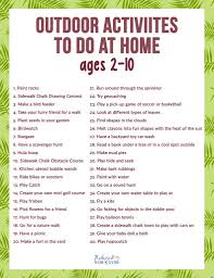 40 Outdoor Activities To Do At Home For Kids Age 2 10 Free Outdoor Activities Checklist Natural Beach Living In 2020 Fun Outdoor Activities Printable Activities For Kids Business For Kids