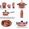 Thehouseofbamboo ayurvedic cookware clay pot cooking terracotta clay cooker stockpot set casserole ancient handmade india natural clay unglazed ceramic pressure w/ transparent lid for healthy comfort food. 1