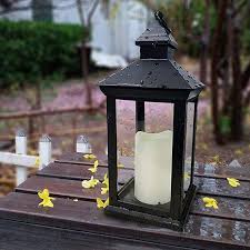 Bright Zeal Bzn 14tall Vintage Decorative Lantern With Led Pillar Candle Black Batteries Included Outdoor Hanging Lanterns Lanterns Decor Led Pillar Candle