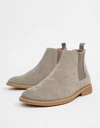 Chelsea grey boots for men. New Look Faux Suede Chelsea Boots In Light Grey In Gray For Men Lyst