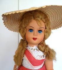 Vintage 1950's Italy 20" Hard Plastic Girl Original