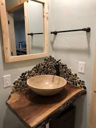 river rock vessel sinks rustic