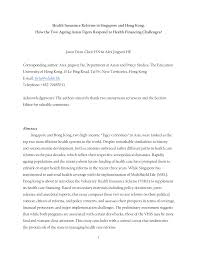 Pdf Health Insurance Reforms In Singapore And Hong Kong How The Two Ageing Asian Tigers Respond To Health Financing Challenges