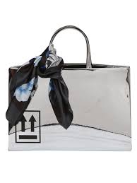 Magical, meaningful items you can't find anywhere else. Off White Medium Mirror Box Tote In Medium Silver Modesens