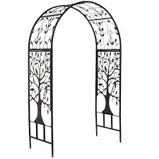 Plow Hearth Wide Arch Metal Garden Arbor With Tree Of Life Design In 2020 Garden Arbor Metal Arbor Metal Arch