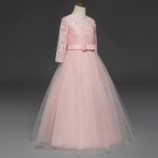 A Swollen Pink Bridesmaid Dress With Stunning Tulle For Girls With An Amazing Lace And A Long Sleeve New Design