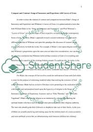 Takes you through a paragraph that uses sources to show strengths/weaknesses. Blakes Songs Of Innocence And Songs Of Experience With Walt Whitmans Essay
