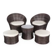Salon De Jardin En Resine Tressee Chocolat 4 Places Empilable Et Encastrable Capasanta Coffee Table Decor Table