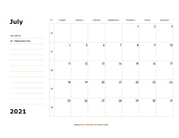 It shows a monthly view with plenty of space for notes at the bottom. Printable July 2021 Calendar Box And Lines For Notes Free Calendar Template Com