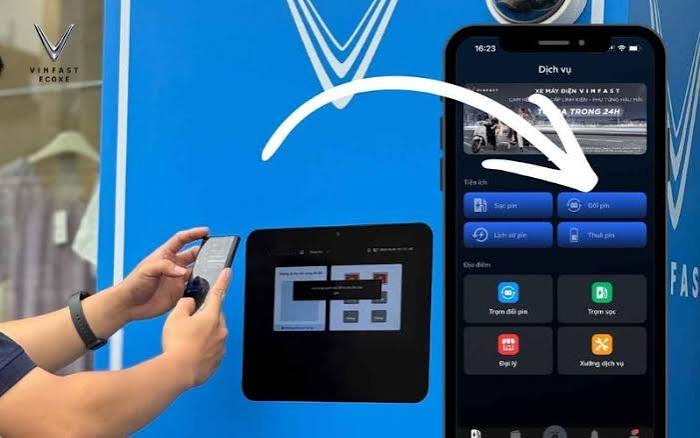 Quét mã QR đổi pin Vinfast