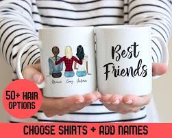 Make every occasion, from christmas to mother's day father's day, special with a unique and thoughtful custom coffee mug, canvas print, fleece blanket, pillow case, ornament for dog lovers, cat lovers, best friends, family members, coworkers. Three Best Friends Mug Personalized Gifts Custom Three Etsy Three Best Friends Personalized Gifts Mugs
